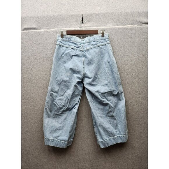 VTG Bill Blass Womens Light Wash Wide-Leg Capri Jeans W/ Tan Piping Detail Size - Picture 4 of 7
